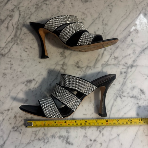 Staud Sonny Rhinestone Sandals Black Multi Strap Slides Heels Size EU 38 8 US - Picture 5 of 11